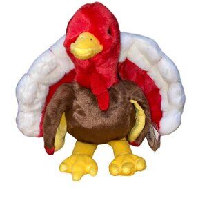 Ty Beanie Buddy Gobbles Plush Turkey 12" Soft Toy Collectible Red/Brown/White